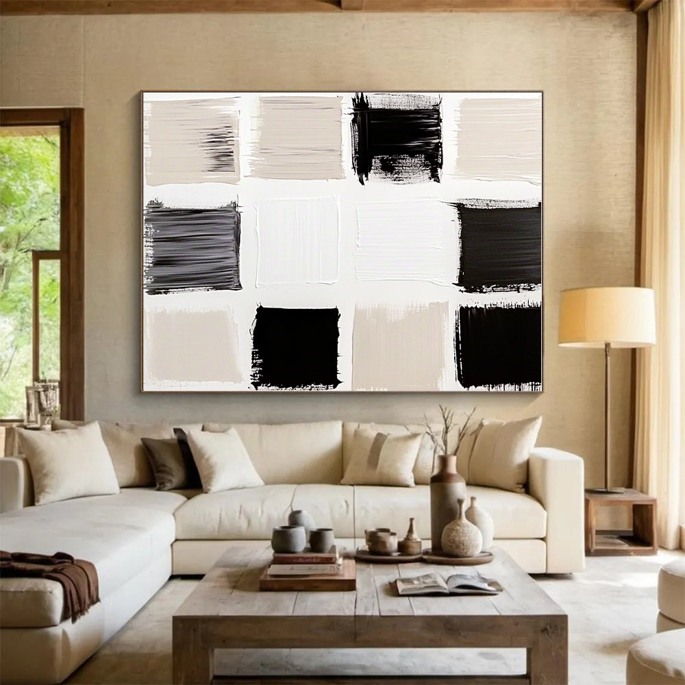 Minimalist Monochrome Abstract Painting with Clean Swatches GER112