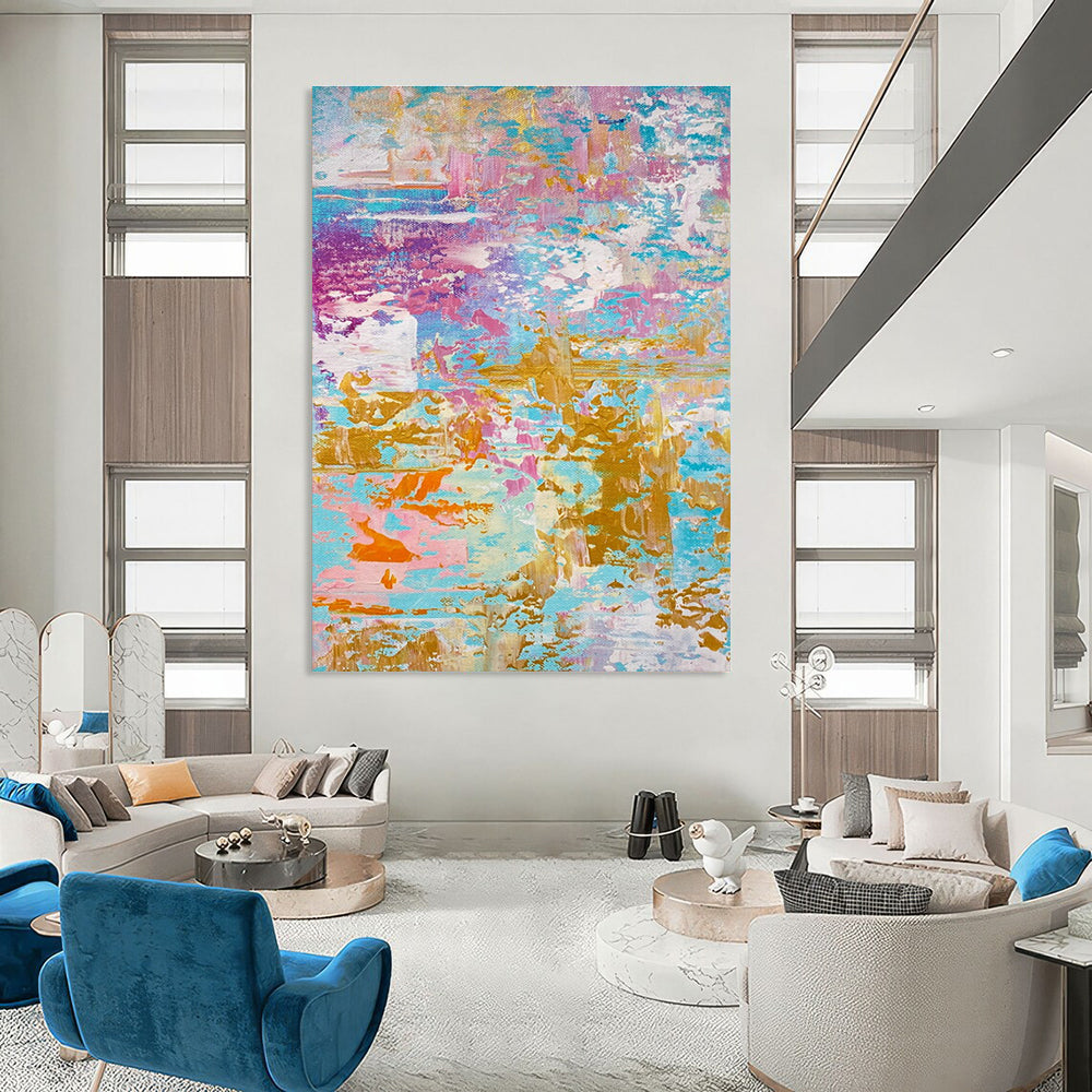 Pastel - Gold Abstract Painting with Layered Colors ADGE464