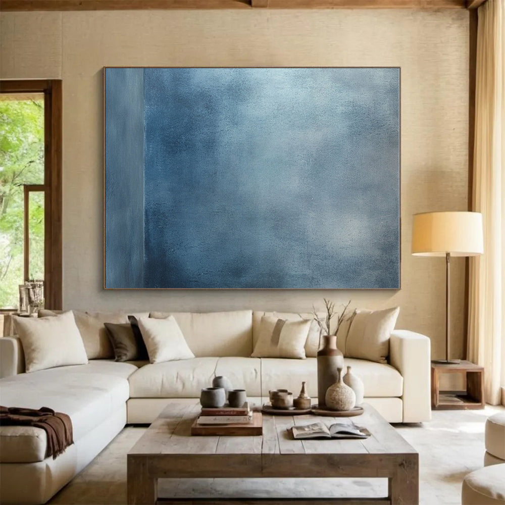 Blue Gray Textured Background Abstract Painting with Subtle Depth GER026