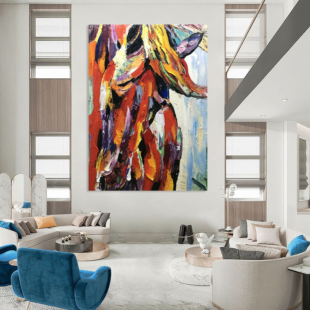 Extra-Large Hand-Painted Abstract Canvas for Cottage Living Room & Bedroom DLZ1279