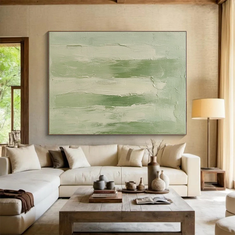 Soft Green Abstract Painting with Gentle Textures GER605
