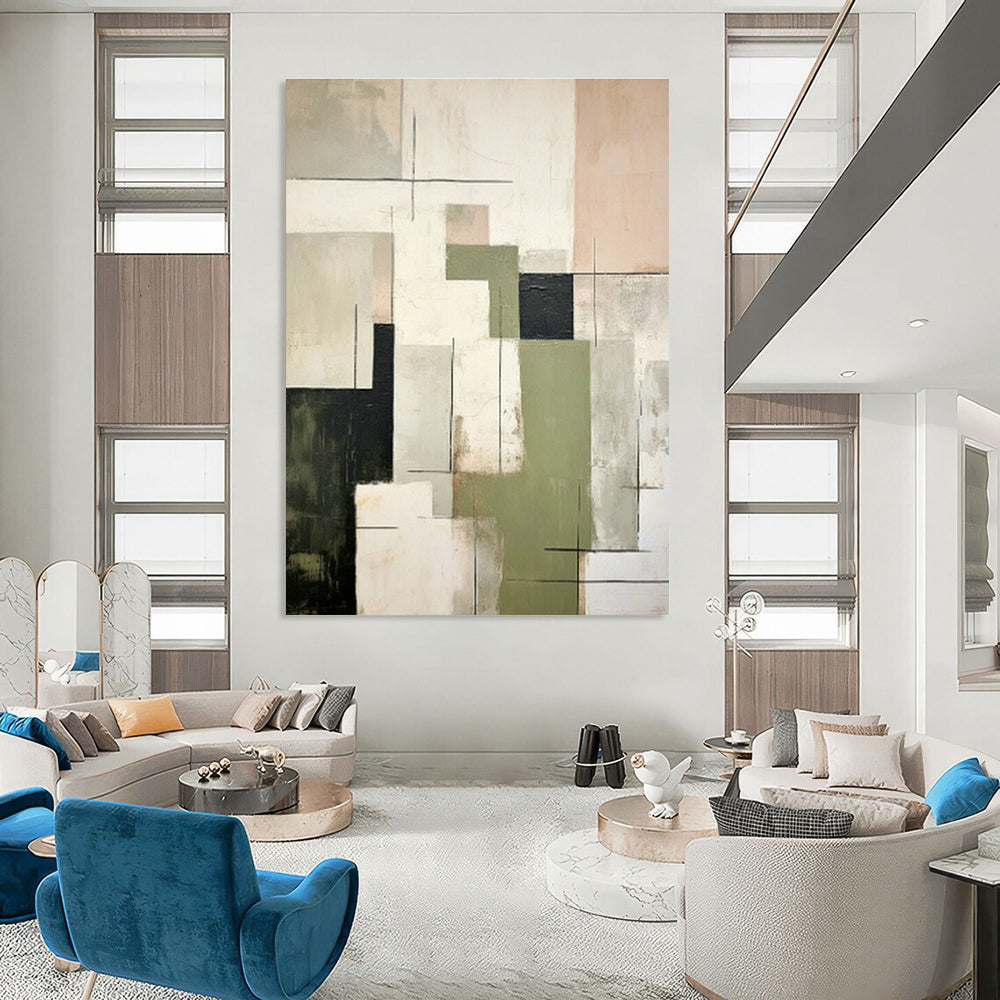 Oversized Abstract Hand - Painted Murals for Entryway Mudroom Lockers & Living Room Gaming Areas DLZ0599