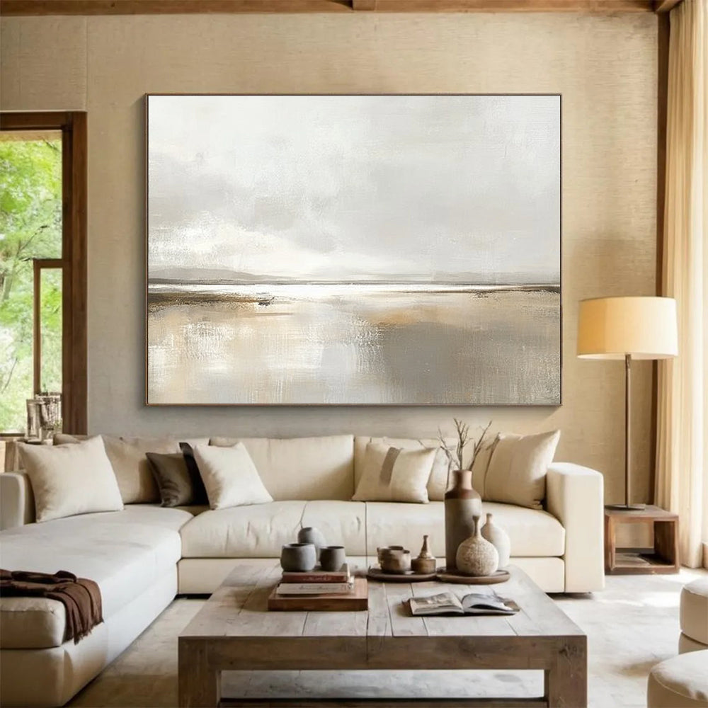 Minimalist Landscape Abstract Painting with Neutral Tones DYP225