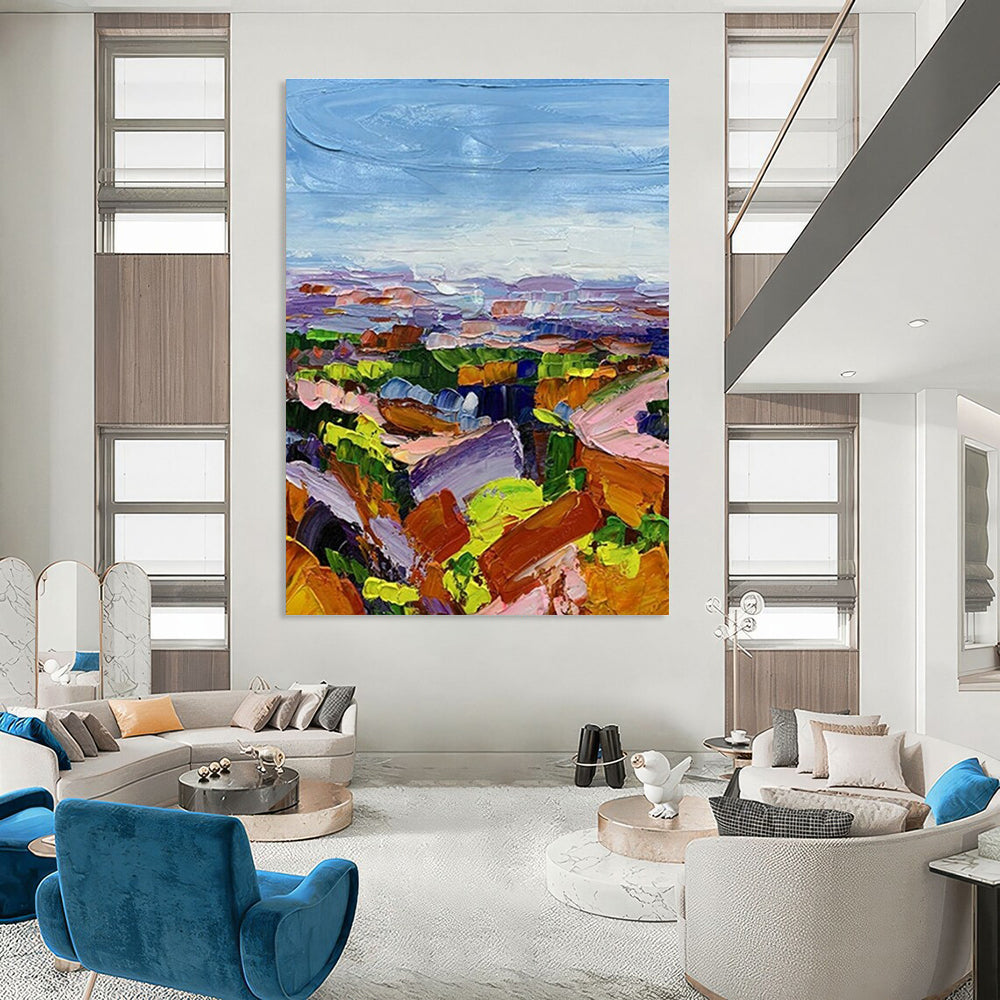 Colorful Landscape Abstract Painting with Layered Textures ADGE276