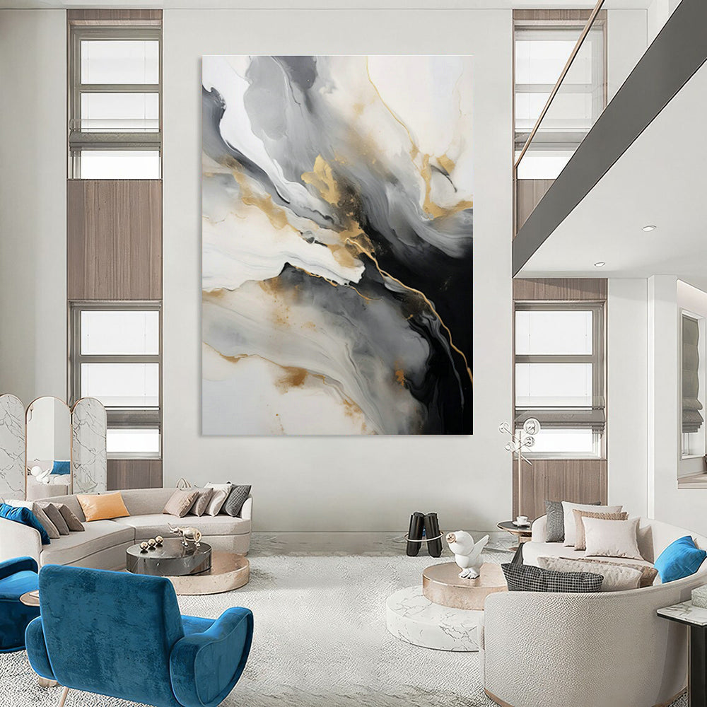 Stupendous Hand - Painted Abstract Canvases for Dining Room Double - Height Walls & Office Atrium Spaces DLZ0729