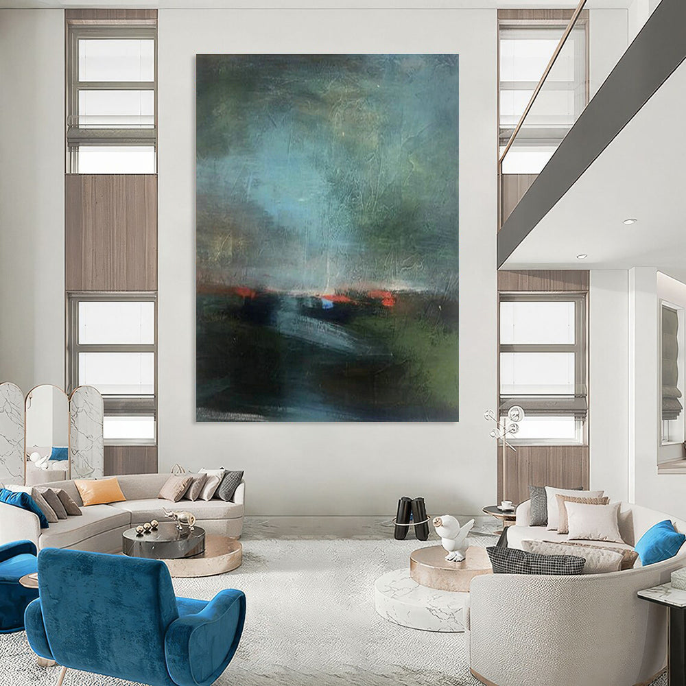 Custom - Themed Handmade Abstract Canvas for Cottage Office & Hallway DLZ1415