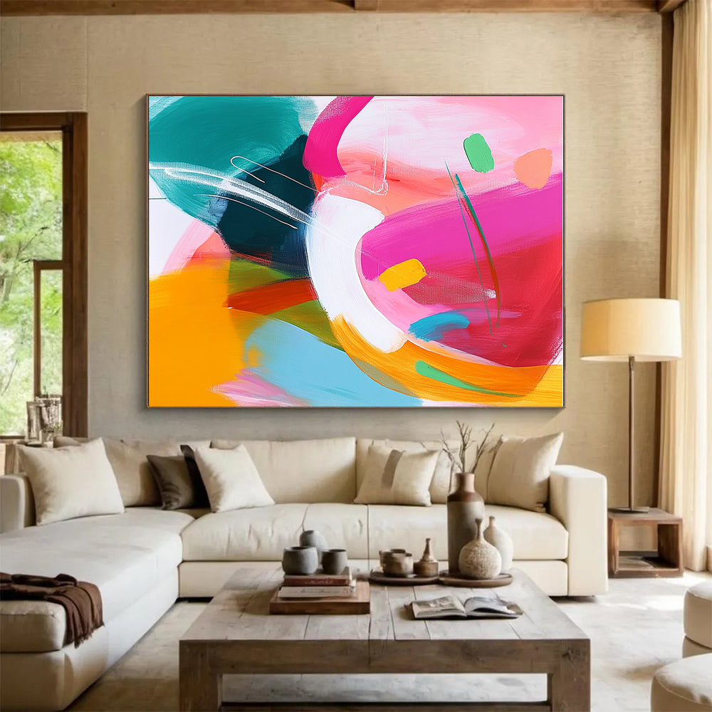 Bold Colorful Abstract with Pink Green and Orange GER298