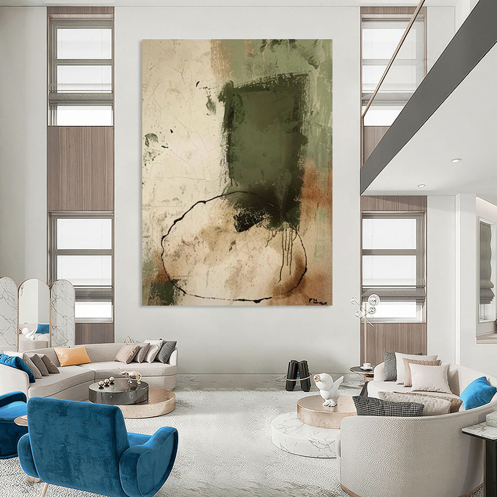 Earthy Tones Abstract Painting with Bold Shapes ADGE480