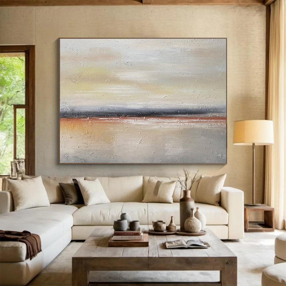 Minimalist Toned Sea Sky Abstract Painting THY018