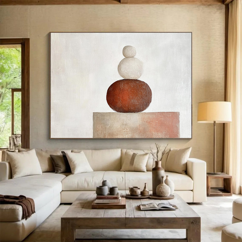 Earth - Toned Stacked Stones Abstract Painting DYP088