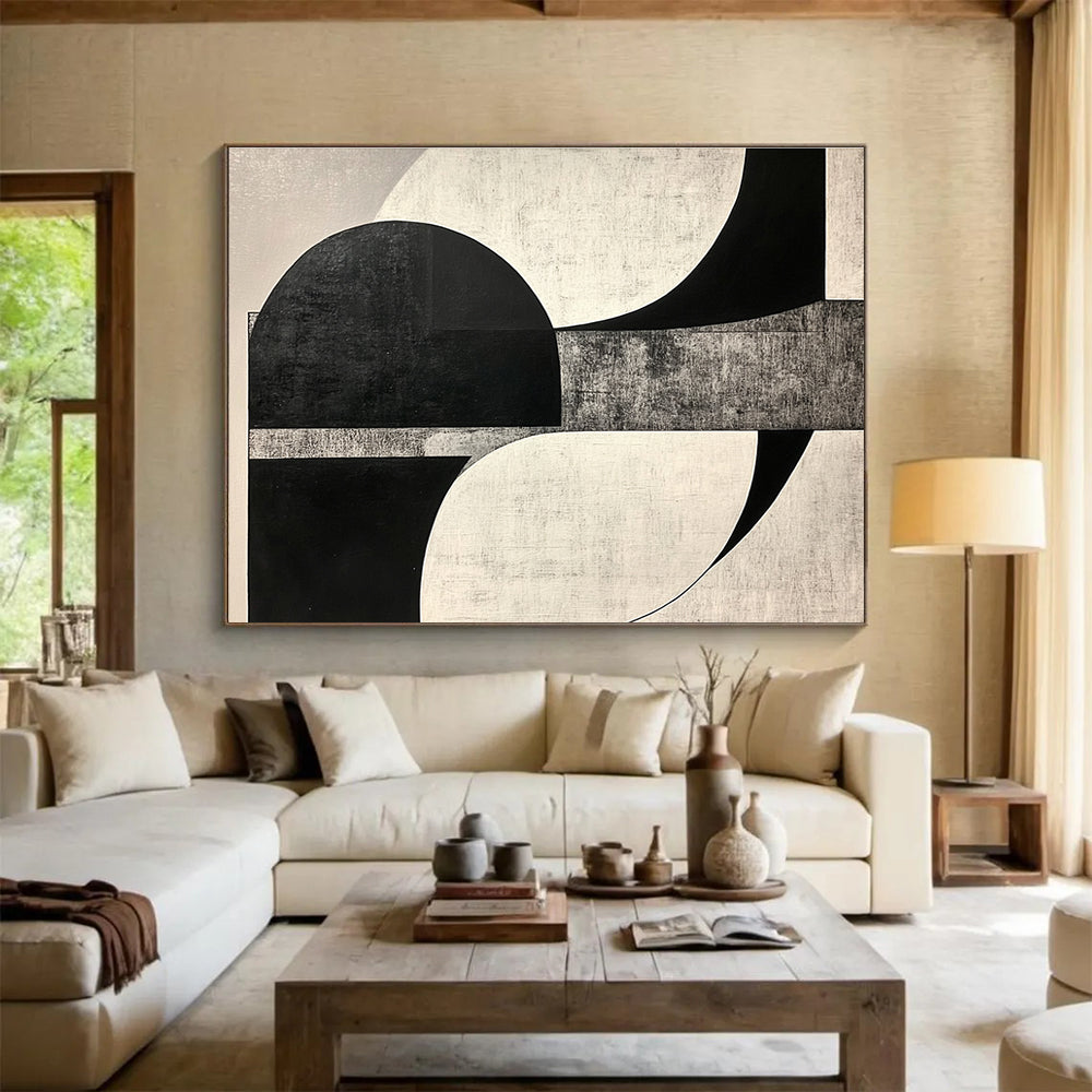 Monochromatic Geometric Forms Abstract Painting DYP099