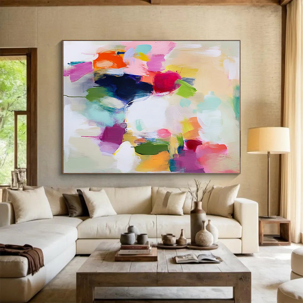 Soft Color Abstract Painting with Gentle Drips GER685