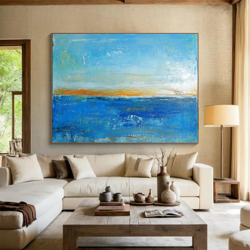 Large abstract painting inspired by Turner Kandinsky and Richard Schmid blending vibrant colors and dynamic forms for a captivating wall statement.SC034