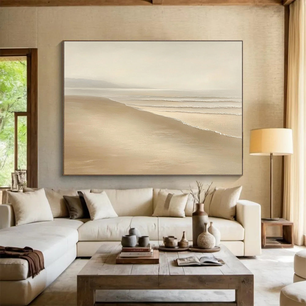 Minimalist Beach - Serene Neutral Abstract Painting DYP016