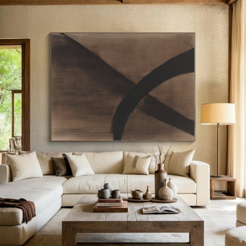 Brown and Black Abstract Painting with Bold Brushstrokes GER046