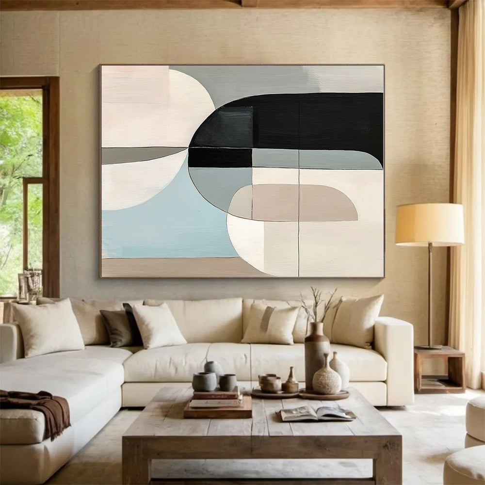 Multicolor Geometric Abstract Painting with Interlocking Shapes GER169