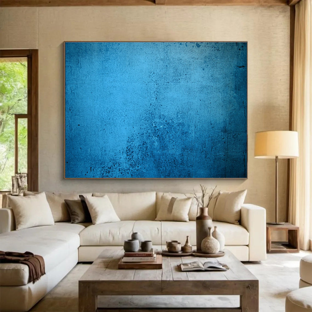 Large abstract painting featuring a dark blue grunge background with ultra-realistic texture perfect for modern decor.SC576