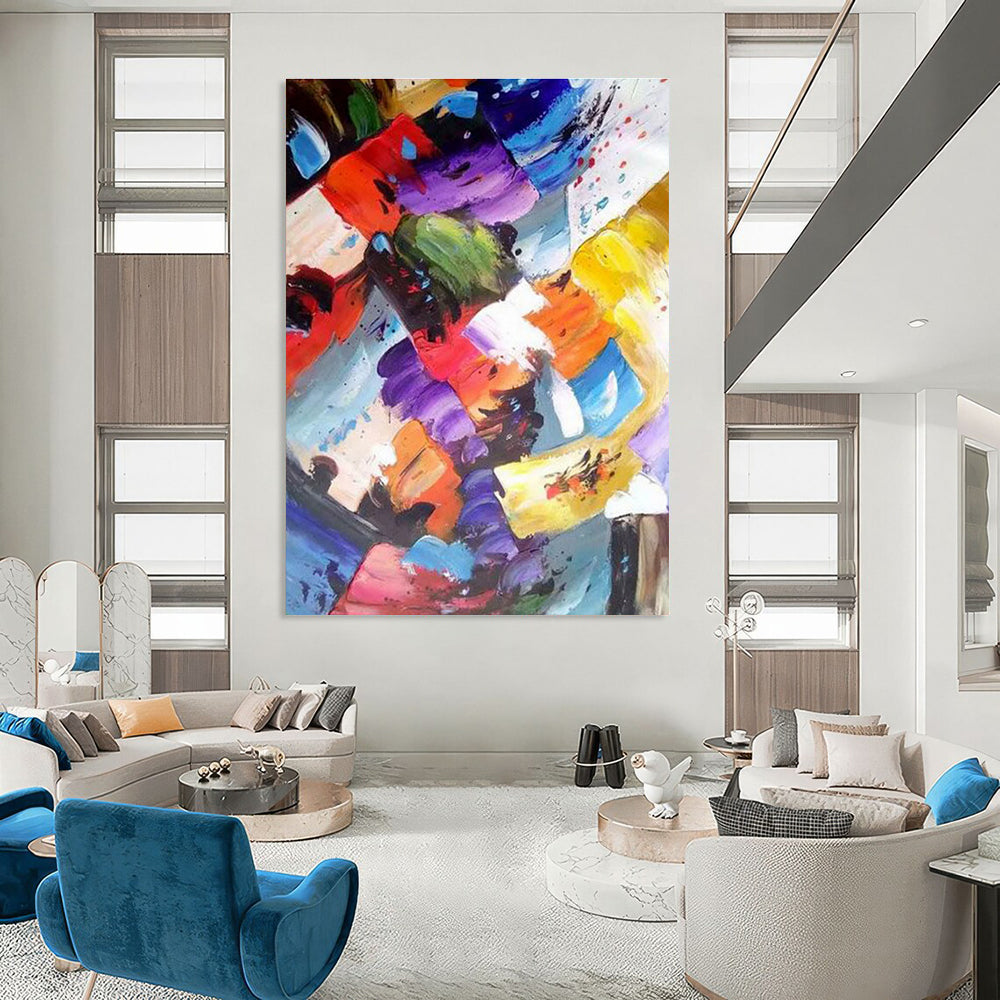 Colorful Geometric Abstract Painting with Playful Shapes ADGE416