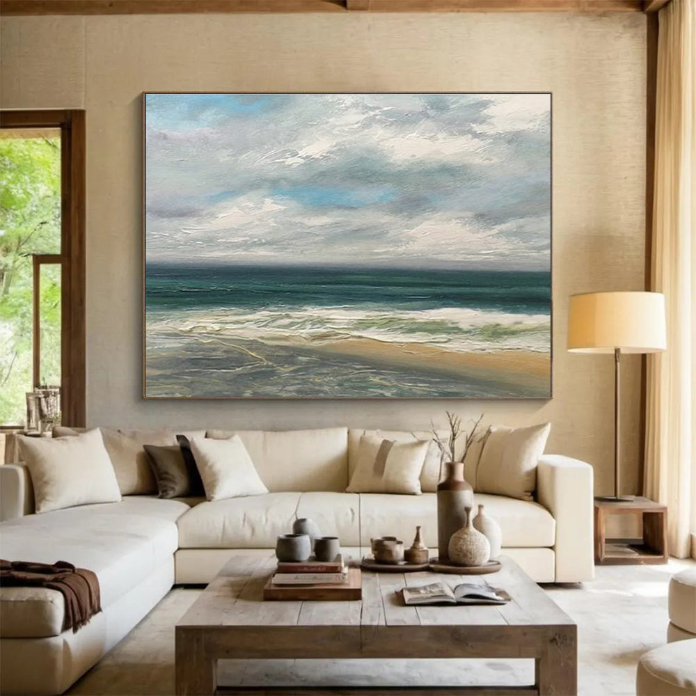 Blue Green Sky Sea Scene Abstract Painting THY020