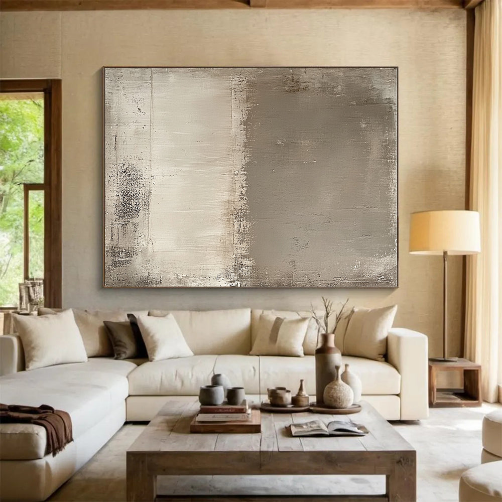 Gray and Beige Abstract Painting with Subtle Transitions GER119