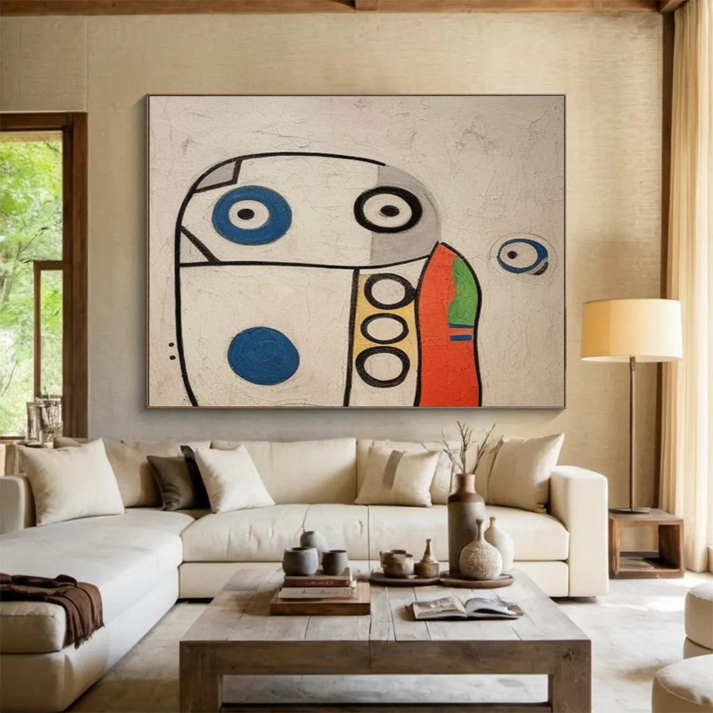 Whimsical Robot - Like Figure Abstract Painting THY001