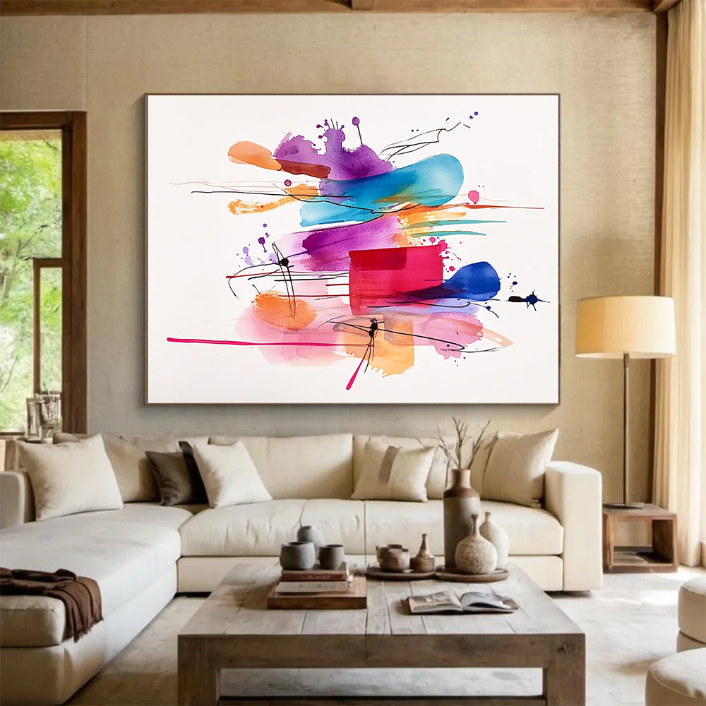 Colorful Splash Abstract Painting with Fluid Lines GER735