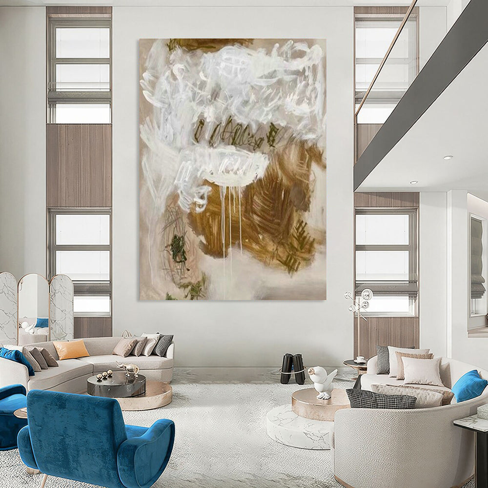 Oversized Custom Hand-Painted Abstract Canvas for Office Reception Desk Wall and Cottage Hallway Bicycle Storage Niche Wall DLZ1987
