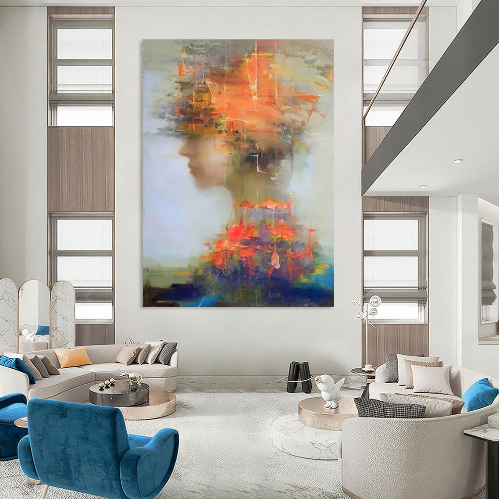 Colorful Portrait Abstract Painting with Layered Textures ADGE318