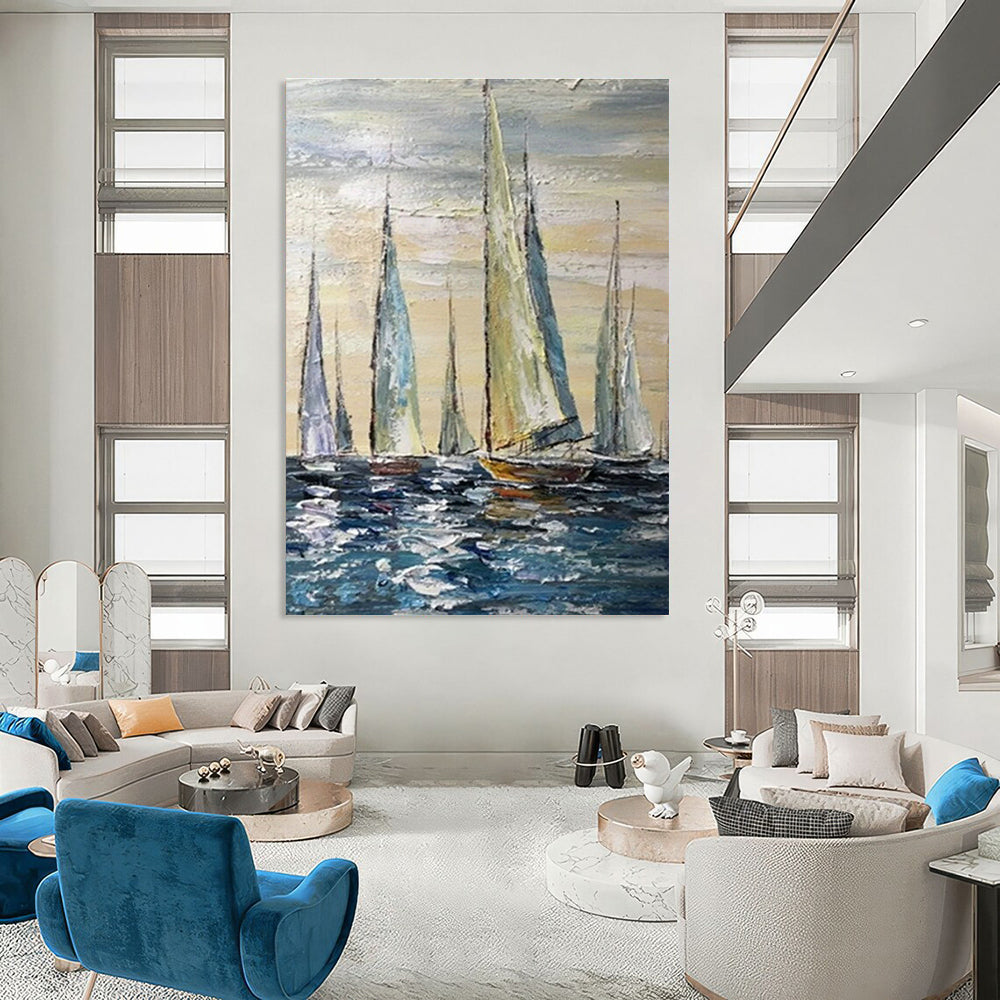 Hand - Painted Abstract Canvases for Cottage Dining Room Hutch Glass Panels & Hallway Coat Closet Doors DLZ0852