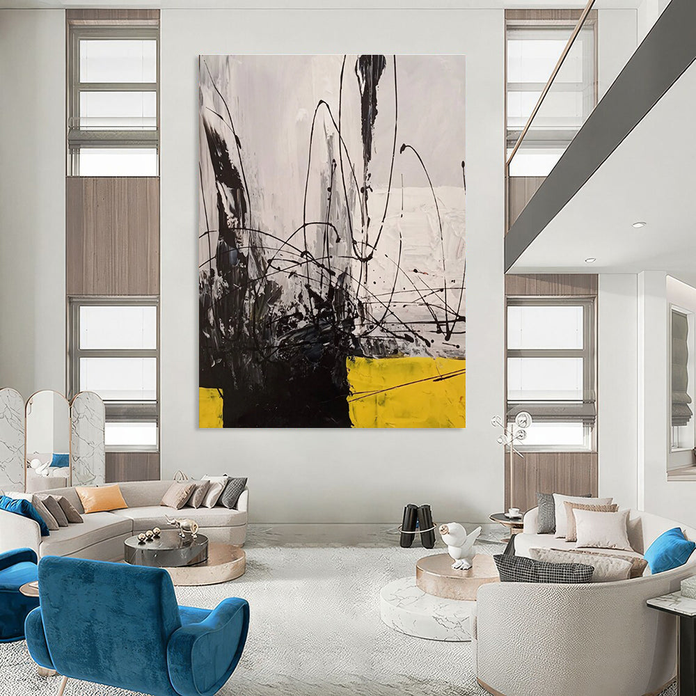 Black - line Dynamic Abstract Painting for Bold Interiors ADGE053