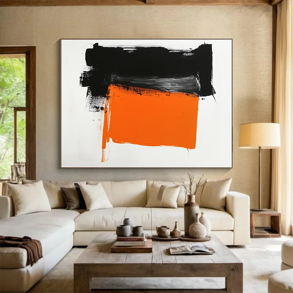 Black Orange Contrast Abstract Painting GER830