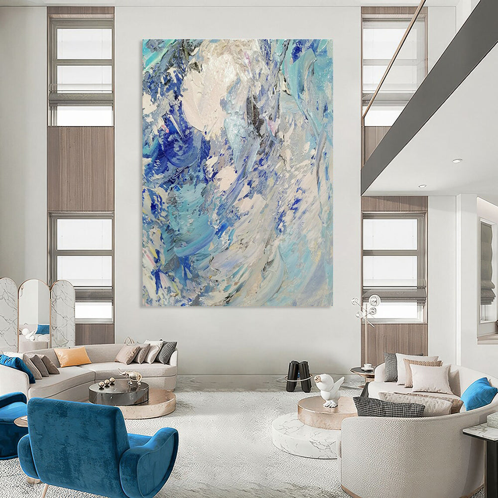 Oversized Hand-Painted Abstract Painting for Dining Room & Entryway DLZ1295