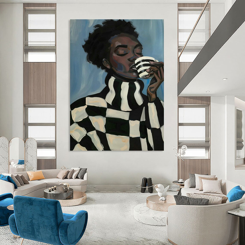 Oversized Abstract Hand - Painted Canvases for Dining Room Wine Racks & Office File Cabinets DLZ0701