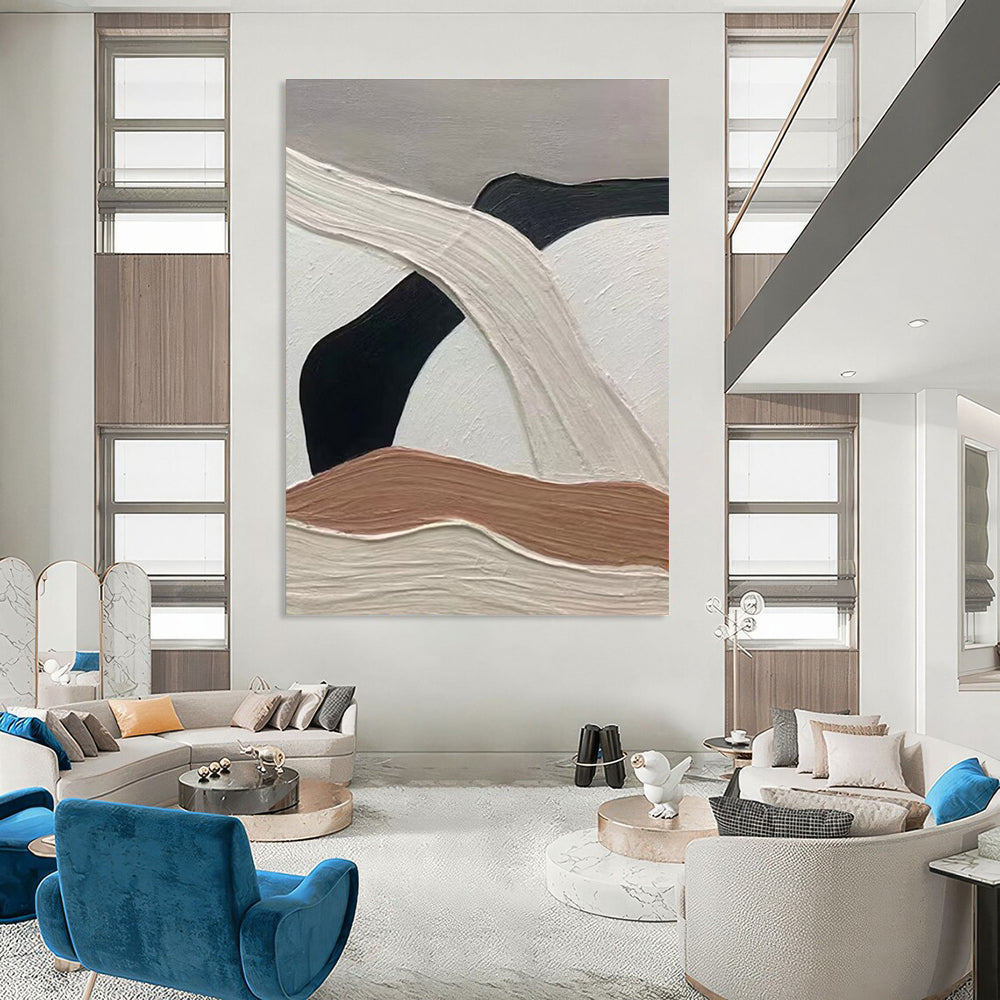 Neutral Tones Abstract Painting with Curved Forms ADGE522
