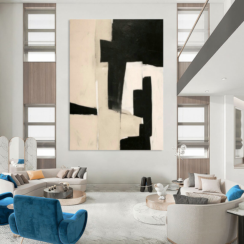 Oversized Custom Hand-Painted Abstract Art for Cottage Hallway Umbrella Stand Interior Wall and Office Printer Station Wall DLZ1935