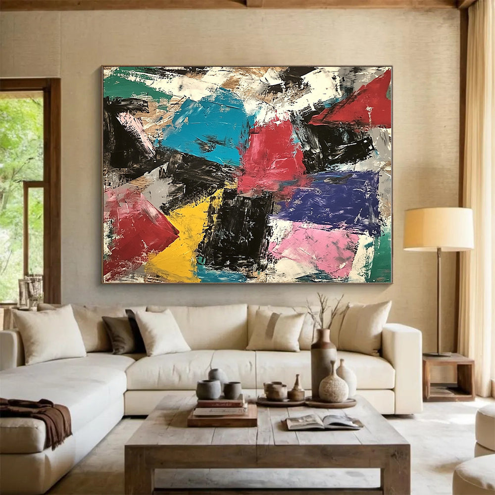 Multicolor Block Abstract Painting with Dynamic Composition GER749