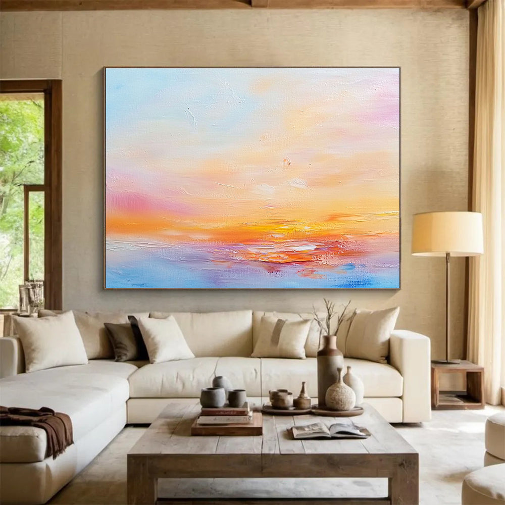 Soft Sunset Abstract Painting with Pastel Hues DYP440