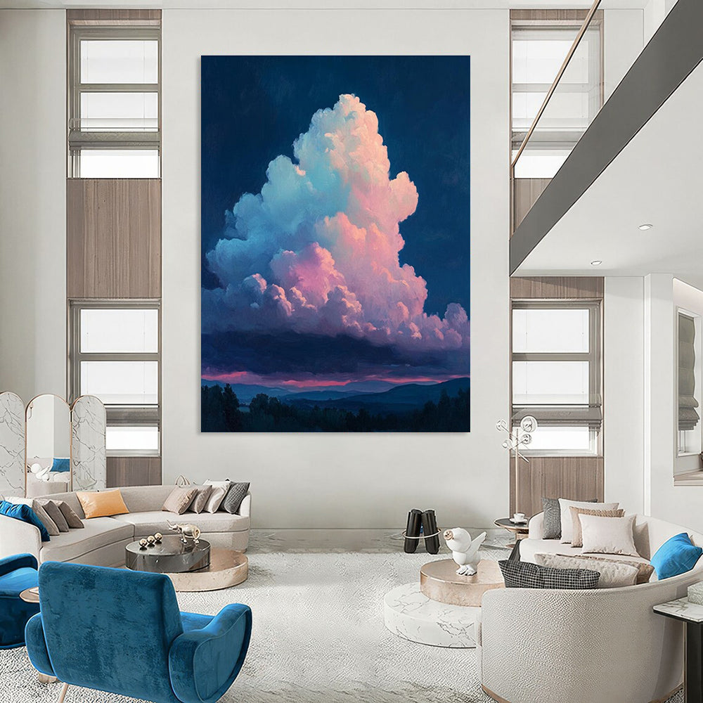 Blue Pink Purple Cloud Abstract Painting ADGE009