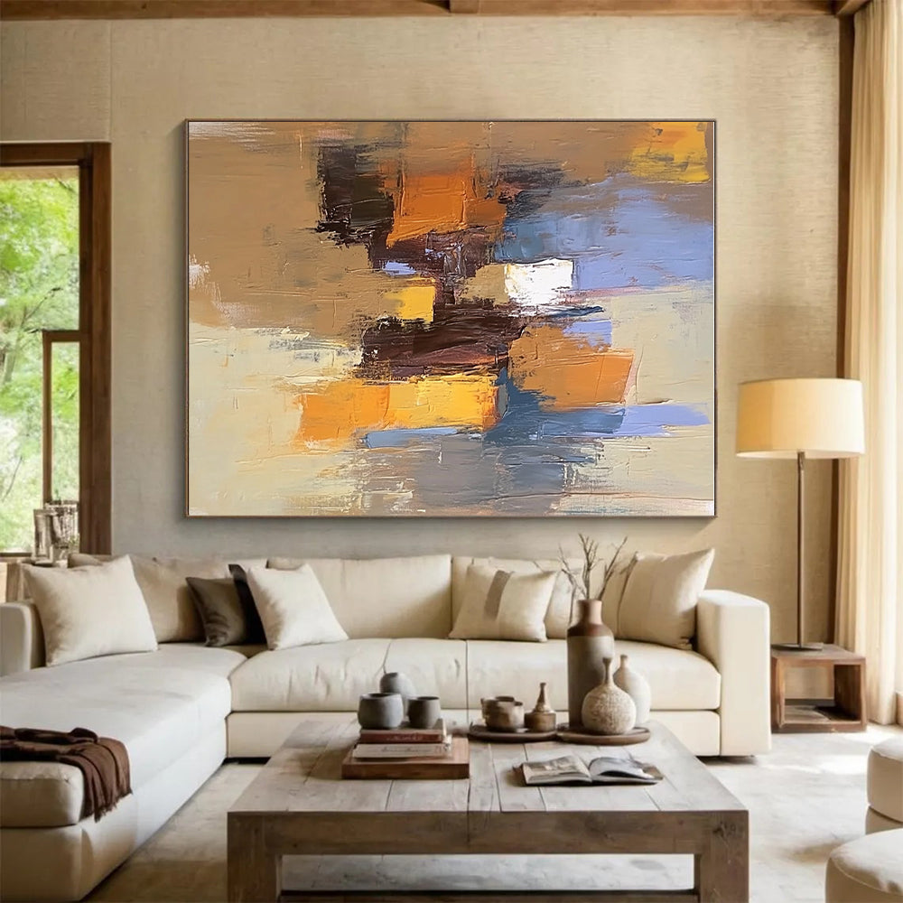 Colorful Block Abstract Painting with Layered Hues GER792