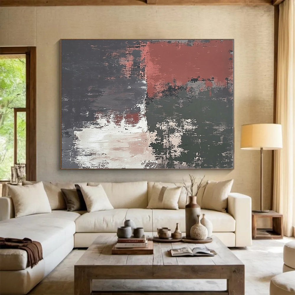 Earth - Toned Abstract with Red, Green, Gray, and White GER326