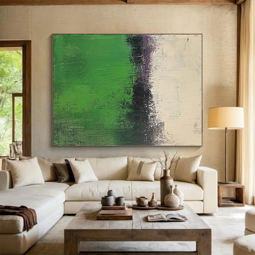 Green and Purple Abstract Painting with Gradient Textures GER568