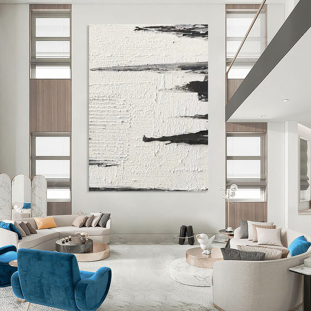 Black and White Subtle Textured Abstract Painting ADGE384