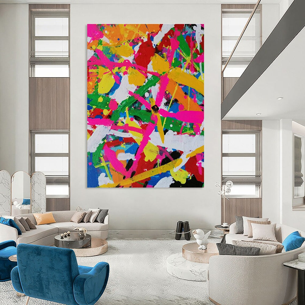 Mega-Dimensioned Hand-Painted Abstract Wall Hanging for Cottage Office & Living Room DLZ1267