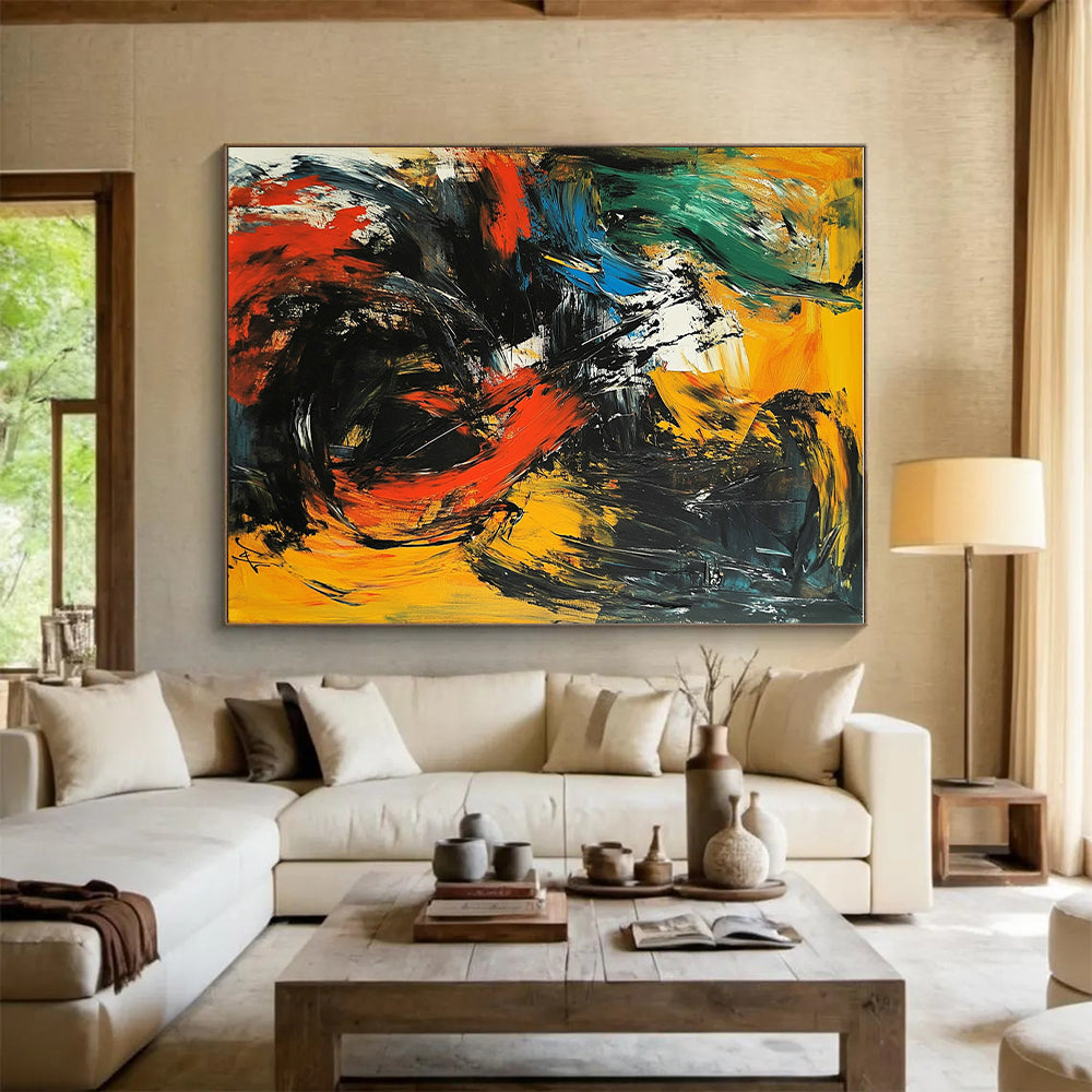 Dynamic Color Fusion Abstract Painting with Energetic Palette GER751