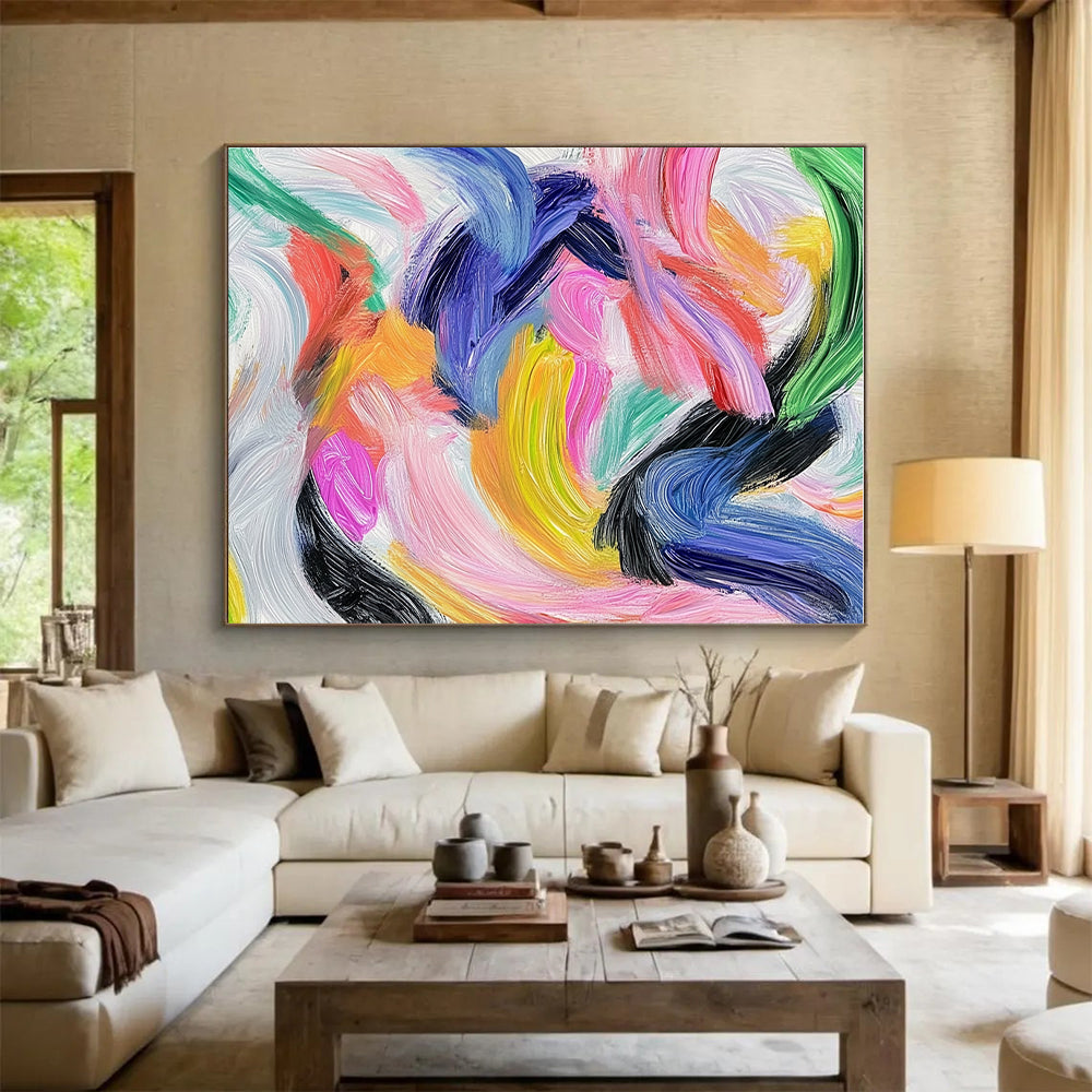 Vibrant Color Swirl Abstract Painting with Bold Brushstrokes GER231