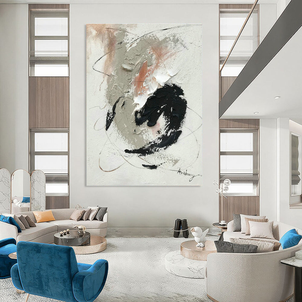 Large Hand - Painted Abstract Canvases for Hallway Staircase Landings & Office Pantries DLZ0819