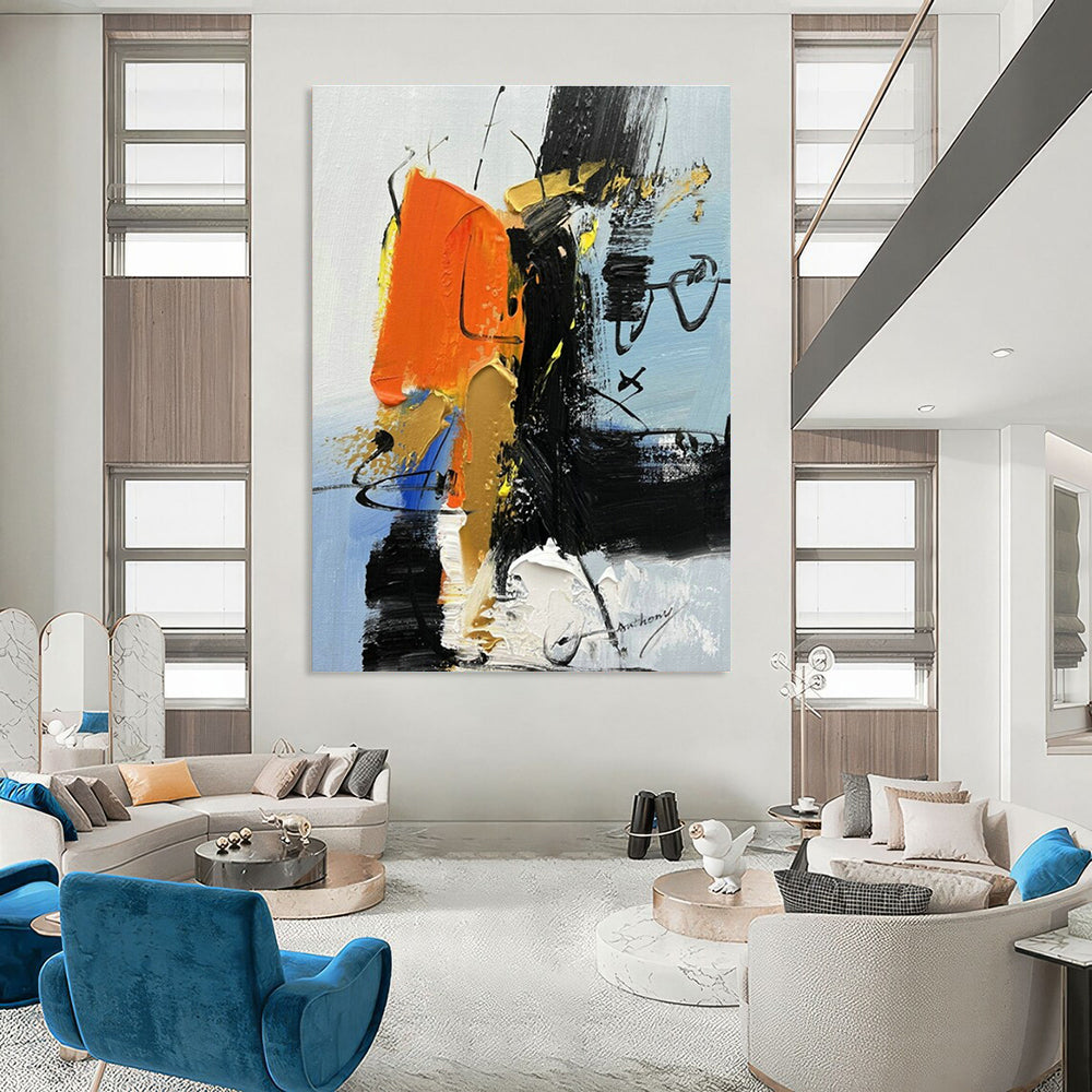 Original Handmade Abstract Canvas for Cottage Entryway & Dining Room DLZ1665
