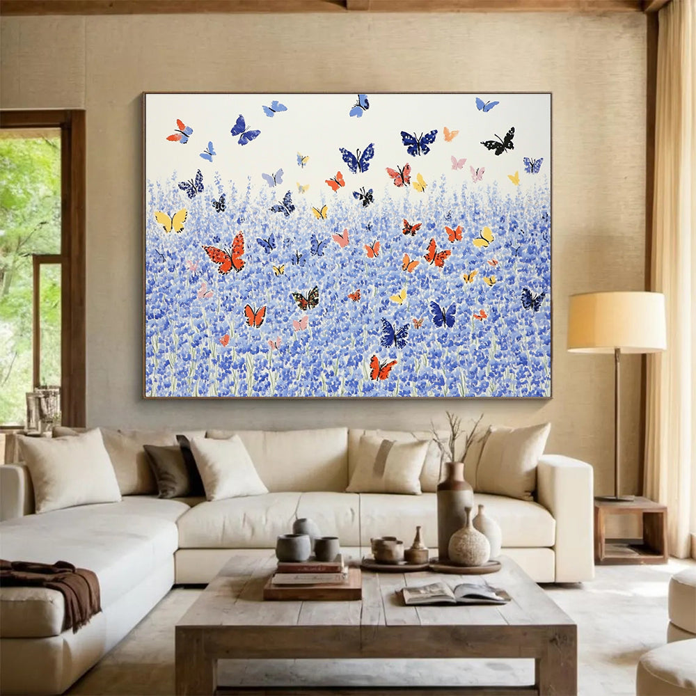 Blue Field Colorful - Butterfly Abstract Painting DYP055
