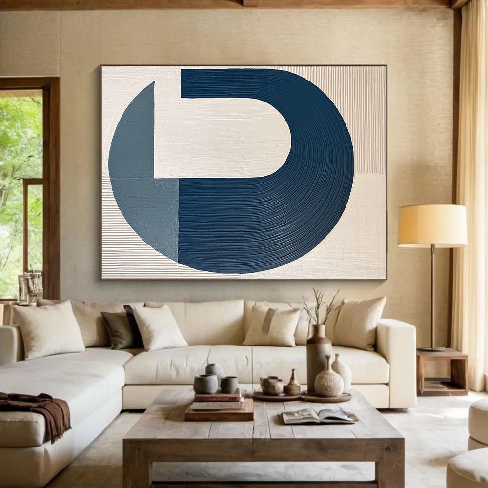 Blue and White Minimalist Geometric Abstract Art GER214