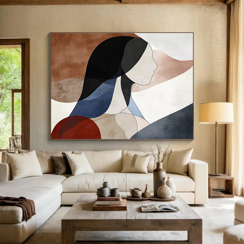 Abstract Female Figure Painting with Geometric Shapes DYP457